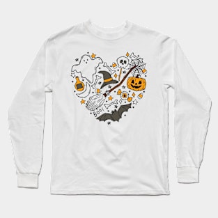 Halloween Doodles Hearth, Gift For Halloween Moms, Cute Halloween, Halloween, Pumpkin, Halloween Witch Long Sleeve T-Shirt